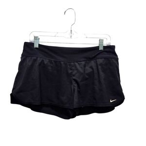 Nike Lined Athletic Running Swim Shorts Back Zip Pocket Black Mint Brief Sz 10